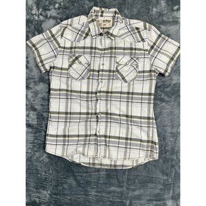Urban Pipeline Mens Large Short Sleeve Plaid Pearl Snap Shirt